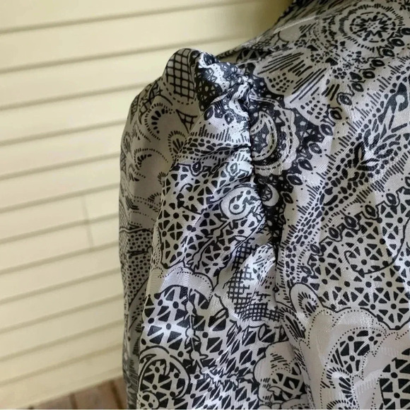Christian Dior Loungewear Vintage Kaftan Dress Robe Black & White Paisley Size L - Picture 6 of 15
